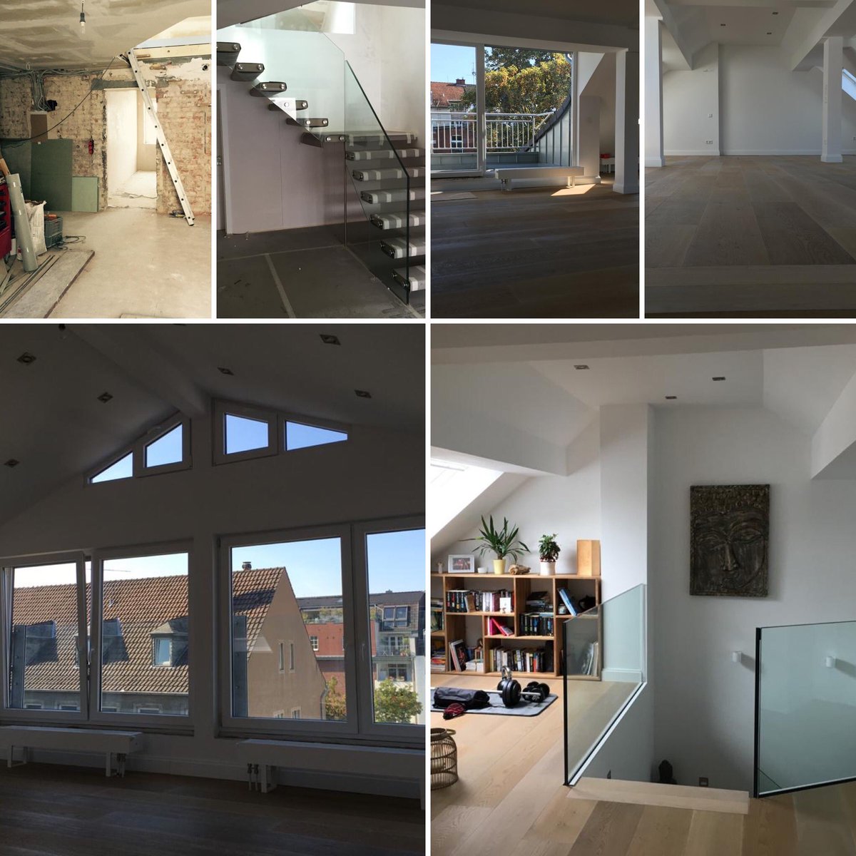 MadsackG's tweet photo. Von der Rohform bis zur Vollendung. Heute stellen wir ein kürzlich abgeschlossenes #Bauprojekt im Herzen der #Düsseldorf|er #Innenstadt vor. Entstanden ist eine luxuriöse 4-Zimmer #Wohnung mit einer #Dachterrasse, zwei weiteren #Balkonen und einer freischwebenden #Treppe 🏡🏗 https://t.co/tiSzOtZmMU