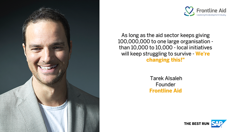 BHusseini's tweet photo. Congratulations Tarek AlSaleh, founder FrontLineAid, for winning a grant through the @cmxchange &amp; @SAP Resilience program. @FrontlineAid is a solution that cuts out the middlemen so aid can connect directly with local organizations with a focus on innovation tech,sports, &amp;culture https://t.co/0hmXqh4DqH