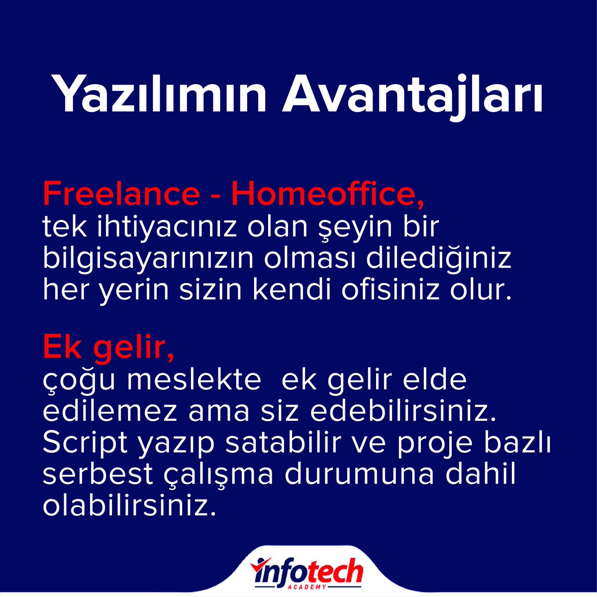 infotechakademi's tweet photo. #yazılım #yazılımuzmanlığı #yazılımdünyası #yazılımeğitimi #yazılımcıolmakistiyorum #sıfırdanyazılımöğrenme #eniyiyazılımkursu #infotechacademy https://t.co/npj8HytsqU
