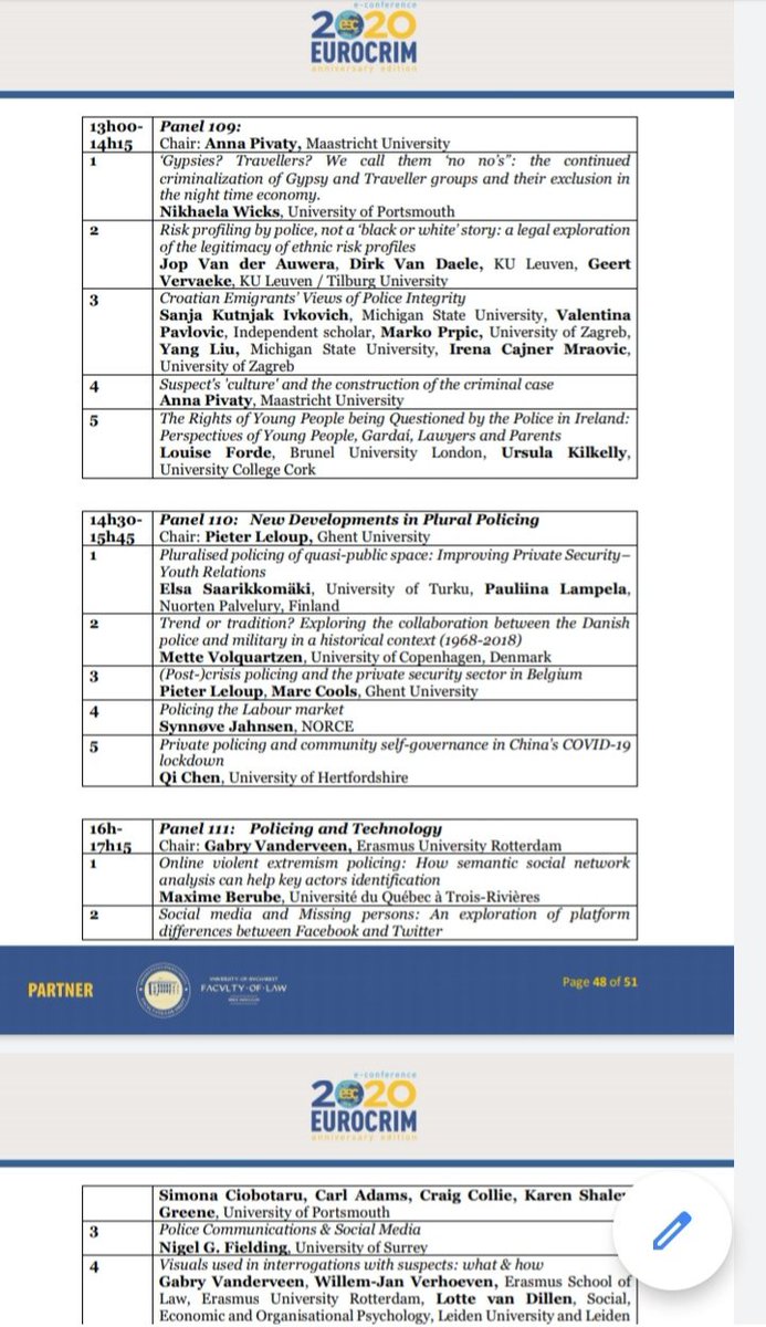 WorkingEsc's tweet image. What a busy day, thanks to all our presenters, and those who attended and asked questions!
Even more interesting panels tomorrow on policing a global city, #policestops, ethnicity, #pluralpolicing and policing and technology. See you there in CET time!