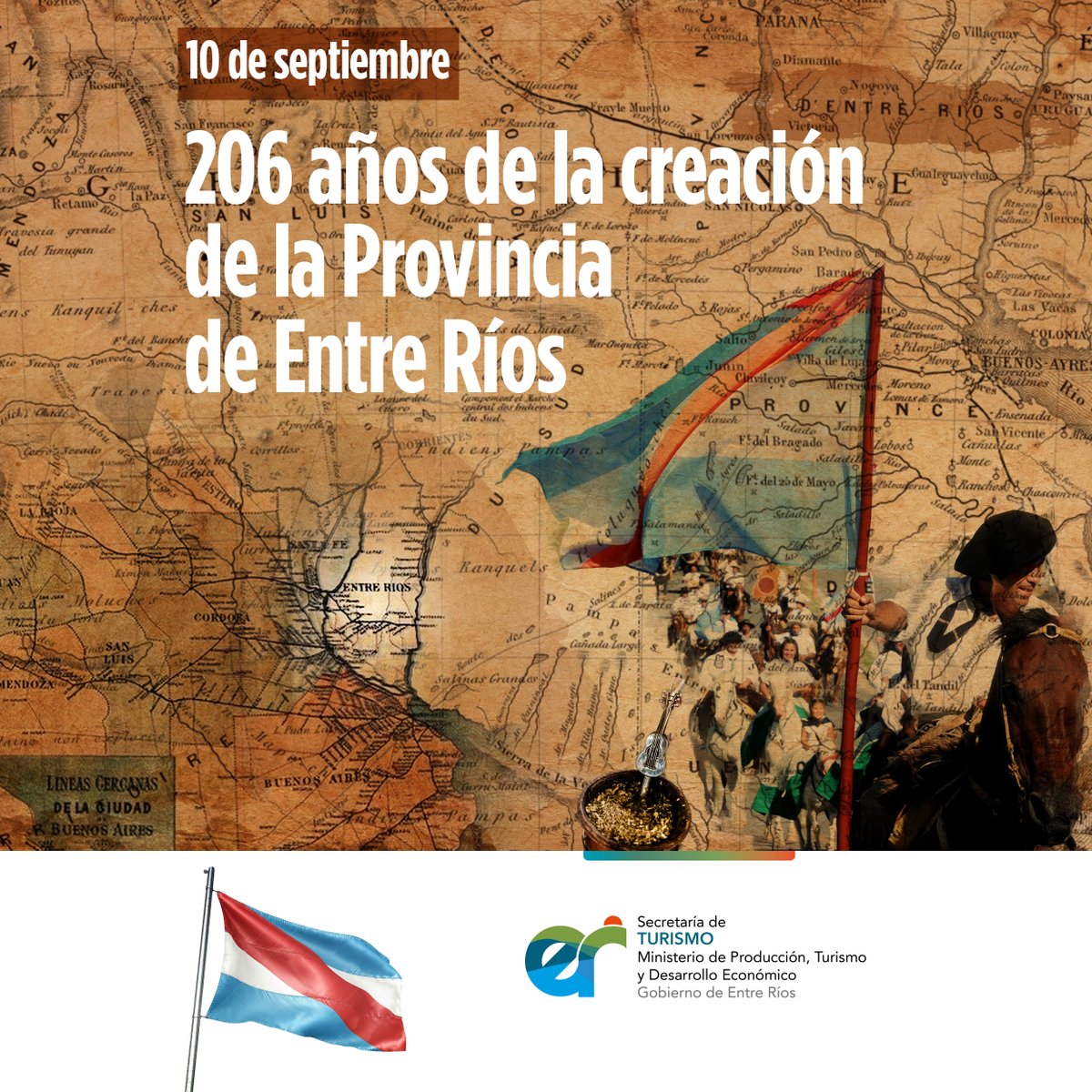 ¡Feliz 206° aniversario a todos los #entrerrianos!🎉🎉
El 10 de septiembre de 1814, Gervasio Antonio de Posadas, firmó el decreto de creación de la provincia de #EntreRíos, con la definición de sus límites y con capital en la Villa Concepción del Uruguay.
#EntreRíosHaceBien