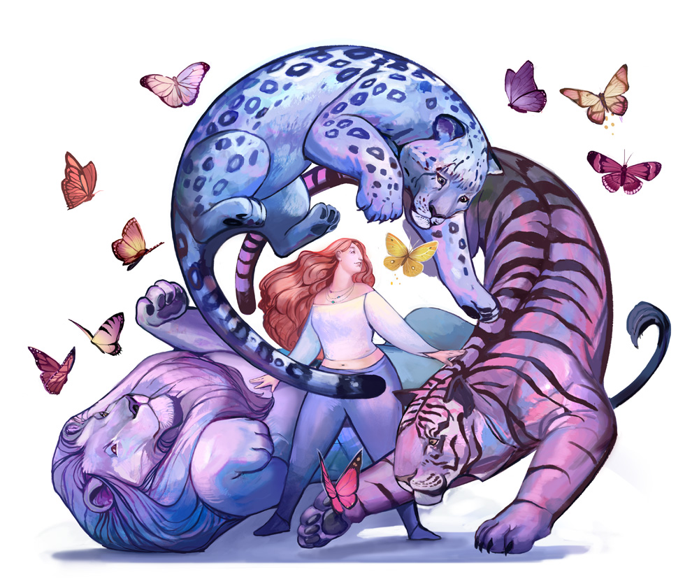DeviantArt's tweet image. A playful composition gives a feeling of weightlessness to the giant felines.
🎨 “Big Cats” by @juliedillon: bit.ly/32chUqy
#DigitalArt #Magical