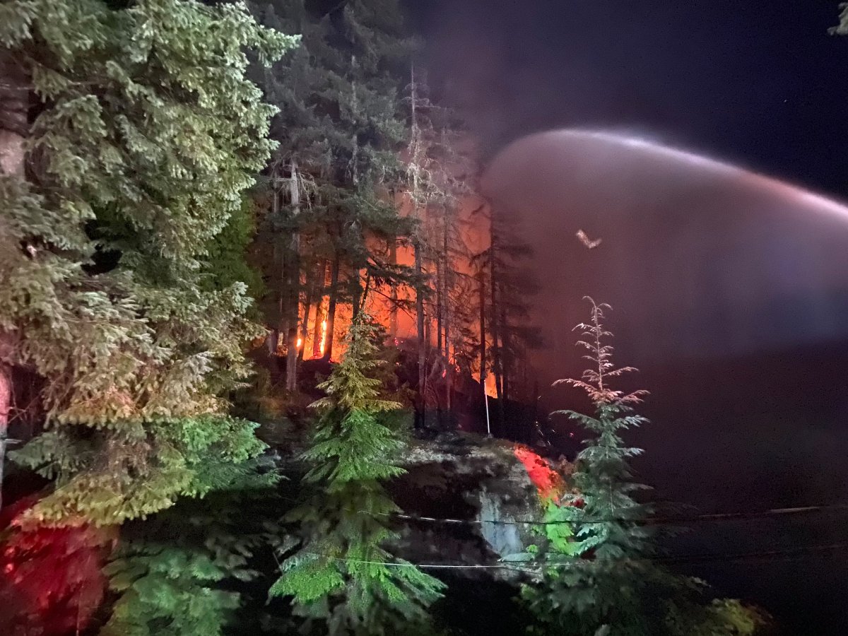 .<a href="/VanFireRescue/">Vancouver Fire Rescue Services</a> #FireBoat1 assisted <a href="/DNVFRS/">DNV Fire Rescue Services</a> and <a href="/BCGovFireInfo/">BC Wildfire Service</a>  last night with a #WildlandsFire in the 5000 blk of Sunshine Falls ⛴️🔥

Great 📸's from <a href="/GlobalBC/">Global BC</a>