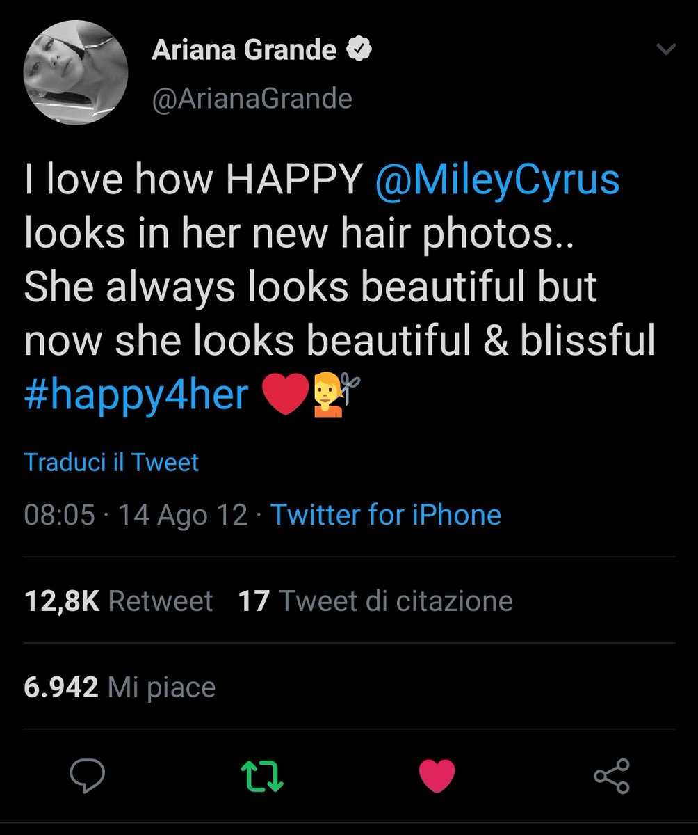 Ariana Tweets about Miley new hair in 2012 Miley responded 