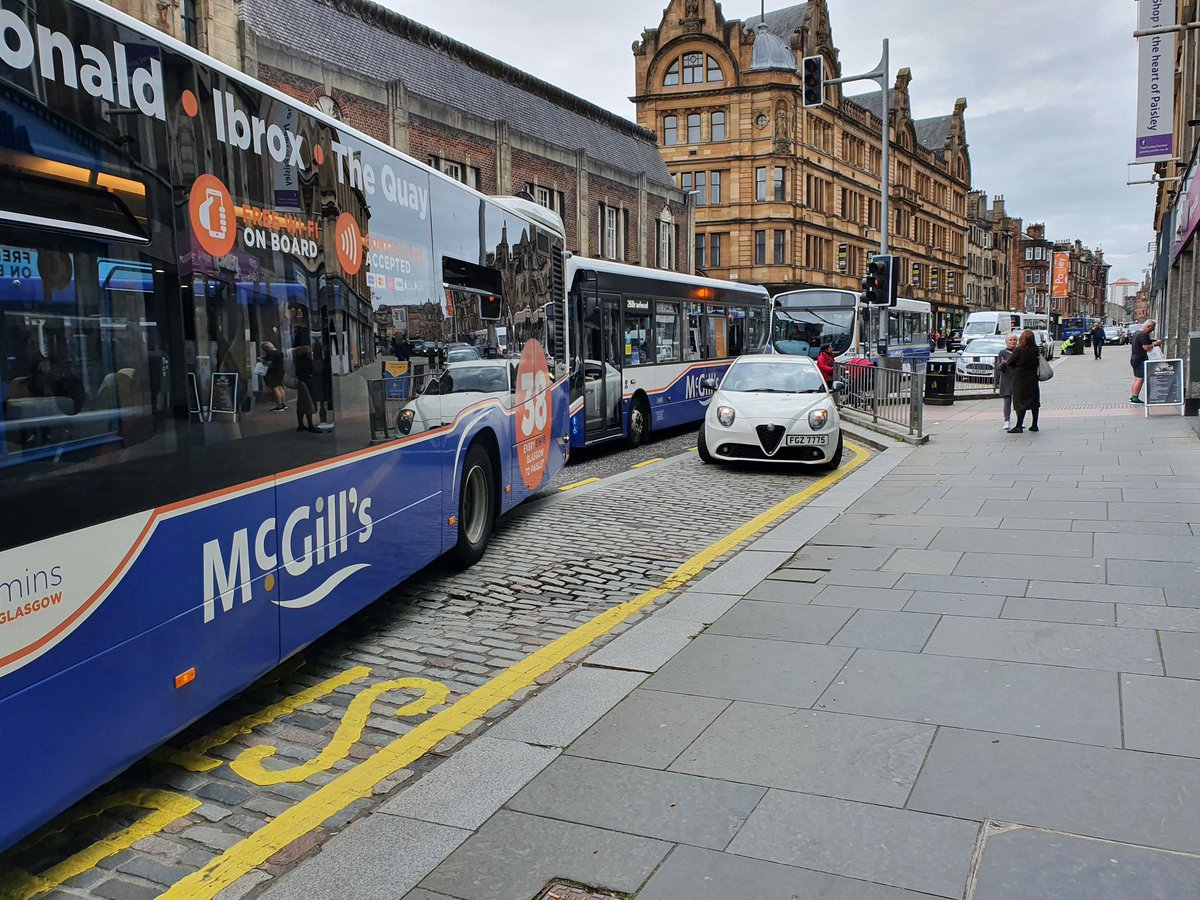 NoConceptOfTime's tweet image. The car driver thinks ‘I wont be long’ - meanwhile dozens of bus users are delayed. The infirm risk injury trying to step off because the bus can’t dock at the kerb properly. What it’s really about is me-me-me and that is what cars do unfortunately - they can make people selfish