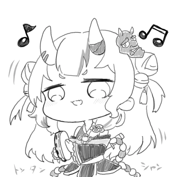 #百鬼絵巻 
タンバリン叩くかわ余 