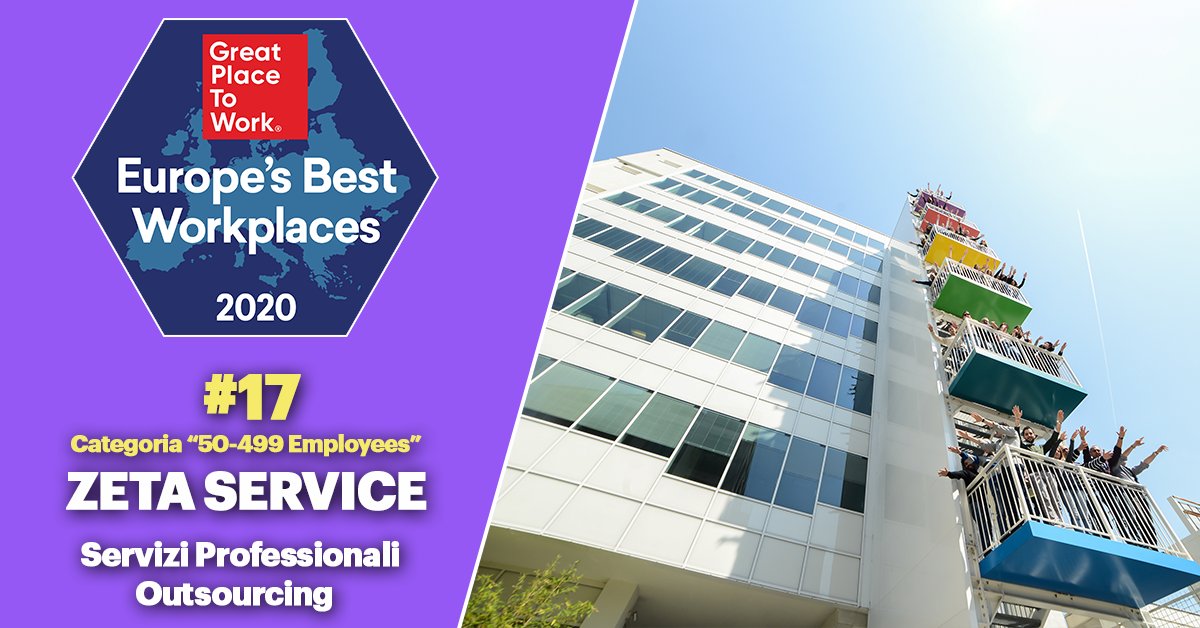 GPTWItalia's tweet photo. We’re proud to announce that an Italian Company, #ZetaService, is among the #50BestMediumCompanies in #Europe for the second year!

#EUBest2020 @zs_zetaservice #EuropesBest2020 #17 https://t.co/bFh9VjkwoC