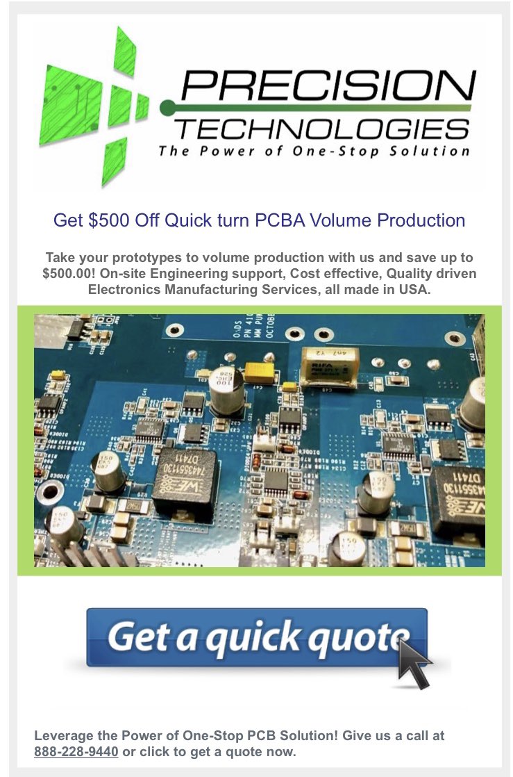 precision4pcb's tweet image. Contract manufacturing couldn’t be easier with our rapid Volume PCBA services ( eProtos.com) Making them in USA with Top-Notch service. #madeintheusa #pcba #pcbdesign #electronics #circuitboard #engineering