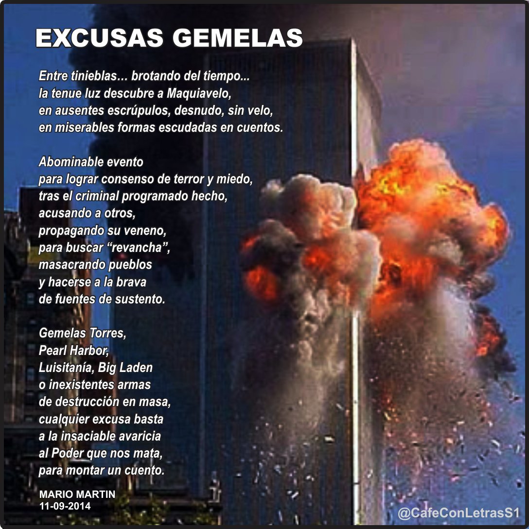 CafeConLetrasS1's tweet photo. EXCUSAS GEMELAS… 19 años del abominable evento
#FotoPoema #MarioMartin #CafeConLetrasS1
.@CultivandoVerso .@VeMisionCultura .@Clubpoetasblog .@Poetas_Nuevos .@BozaConValdez .@albaciudad .@COMBATE13 .@Bajofuegotv https://t.co/xgWfWu2lq1