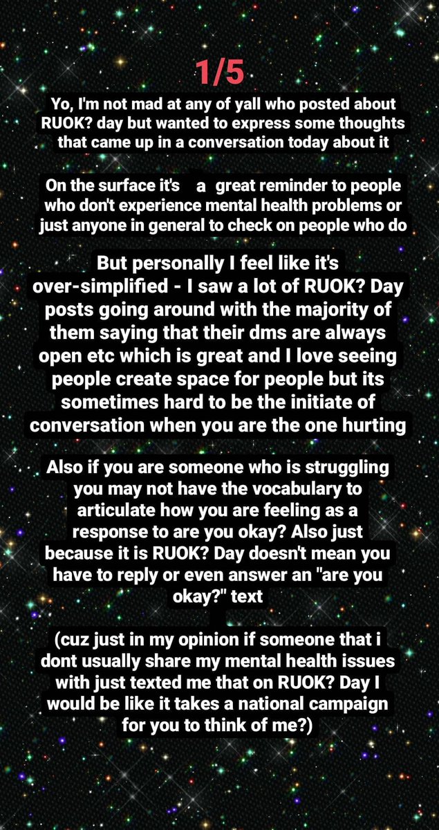 hannyjmay's tweet photo. Yo, lets talk @ruokday #RUOKDay 1/5 https://t.co/bbC6J3mFXB