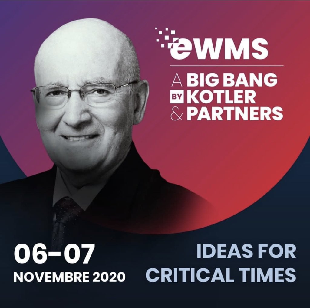 Che cos’è electronic #World #Marketing #Summit? Si tratta del primo evento internazionale full digital del prof. #PhilipKotler: 

✅ 101+ paesi
✅ 80+ speaker
✅ 150.000+ partecipanti
✅ 48 ore non stop

Per maggiori informazioni: e-wms.eu/home/