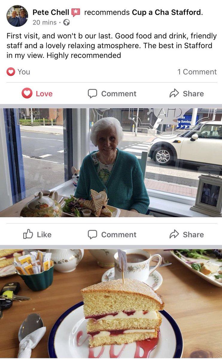cupachastafford's tweet photo. Wow 😍
Best in Stafford?! Thanks so much for such a wonderful review and sharing your pictures with us too. #stafford #review #latestreview #visitstafford #tearoom #awardwinning #afternoontea #cake #breakfast #brunch #lunch #eatin #takeout #foodtogo #royaltheme #RoyalFamily https://t.co/wR2FjudTJX