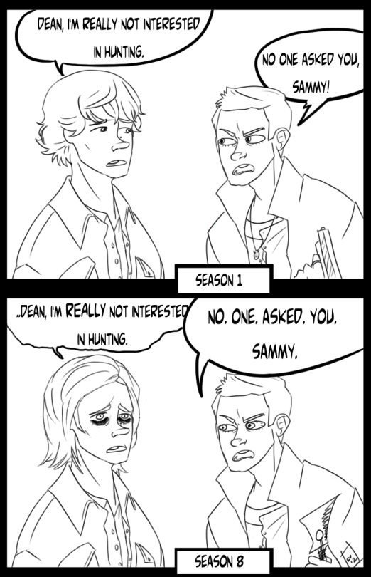  #ThankYouSupernatural big thread incoming!!about 10 years ago, i started making goofy little spn comics. to think i've had *any* influence on the absolute beast of a creation that is  #Supernatural is far beyond my own average comprehension of like, being a person and time