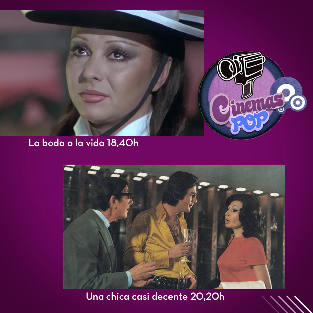 8madridTV's tweet photo. Llegamos a las tardes de #cinemaspop🎬🎭. Este domingo comenzamos a las 18,40h con LA BODA O LA VIDA. Con #LaPolaca y #MarujitaDíaz.
Y a continuación UNA CHICA CASI DECENTE a las 20,20h. con #rociojurado y #maximovalverde
En #8madridtv📺🎬
#cineespañol #canaldecinedemadrid https://t.co/lbcsA0mqkv