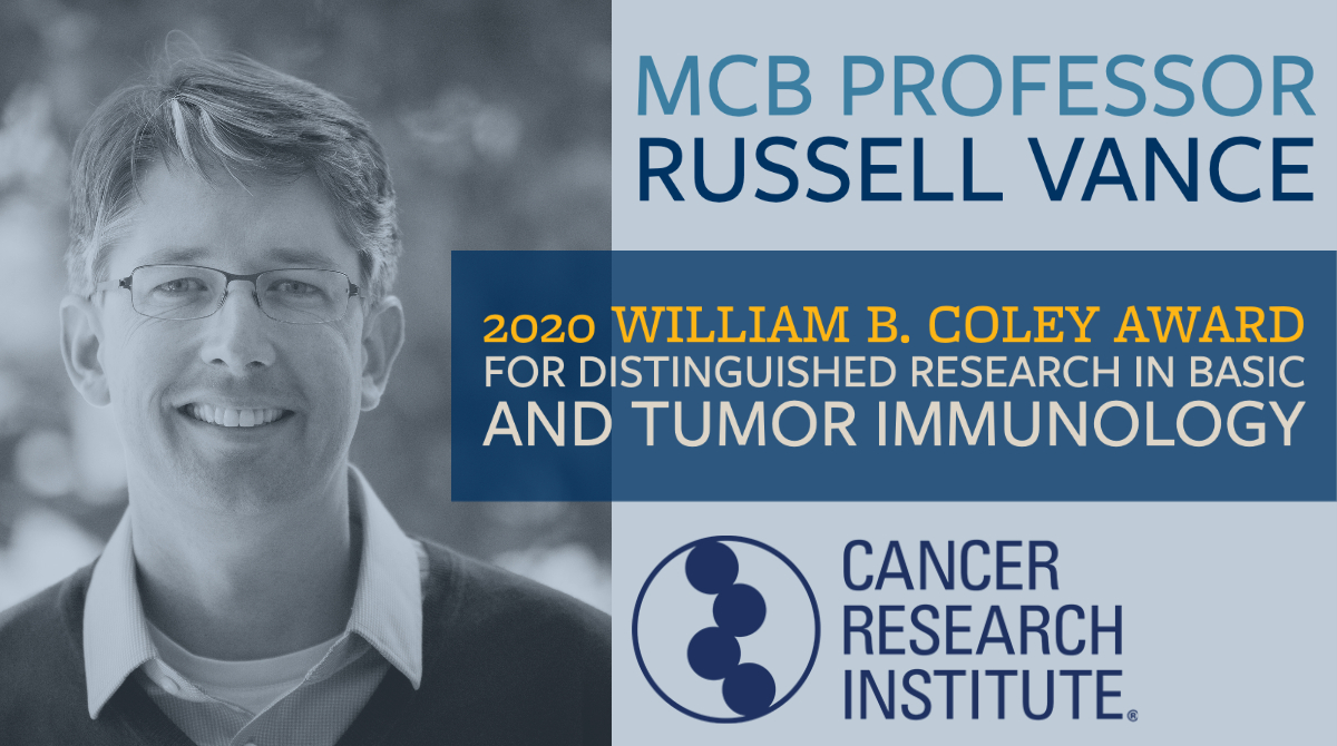 berkeleyMCB's tweet photo. Please join us in congratulating MCB prof @russellevance on his 2020 @CancerResearch William B. Coley Award! 
Learn more: https://t.co/V1TLarezvz https://t.co/BQnIibpPOL