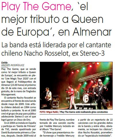 bandas_tributo's tweet photo. Dissabte 19 Setembre. Actuació de PLAY THE GAME Tribut a QUEEN . PAVELLÓ POLIESPORTIU d'ALMENAR (Lleida), 23:00 hores. ENTRADA 10 EUROS amb AFORAMENT COVID LIMITAT.  https://t.co/3f9VNhxGQI https://t.co/gU70Vbhr9j