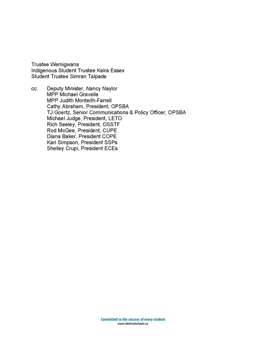 Lakehead Public Schools (@lakeheadschools) on Twitter photo We would like to share the letter that our Chair has sent to Stephen Lecce, Ontario's Minister of Education. <a href="/Sflecce/">Stephen Lecce</a> <a href="/ONeducation/">Education Ontario</a> #LPStb #Lakeheadschools #Tbay We would like to share the letter that our Chair has sent to Stephen Lecce, Ontario's Minister of Education. <a href="/Sflecce/">Stephen Lecce</a> <a href="/ONeducation/">Education Ontario</a> #LPStb #Lakeheadschools #Tbay