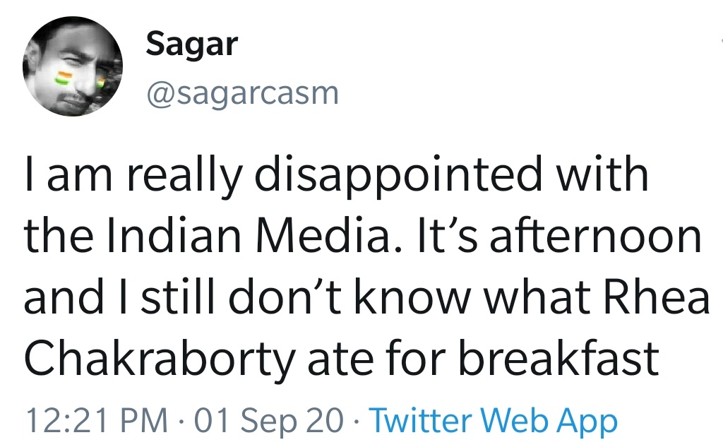 sagarcasm's tweet photo. Arey bhai I was saying it sarcastically https://t.co/Ll6oJEjV24
