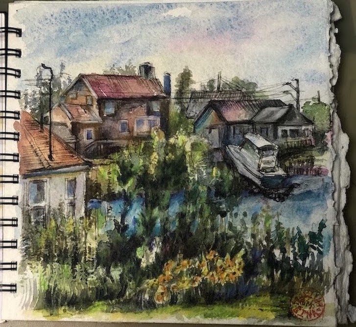 nikiraa's tweet photo. Sketch in #TwoRiversPaper sketchbook & another culinary adventure (I was exempt from helping, something to do with garlic/honey shrimps & mushrooms & lime rice. 😀#sketchbook #iDraw #watercolor #sketching #ink #shrimps #foodie #urbansketcher #ArtistOnTwitter https://t.co/ZqcYZqIoiN