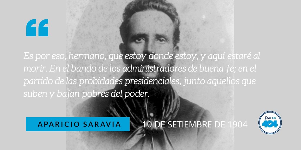 jovenes404's tweet photo. 10 de setiembre de 1904
Recordamos a nuestro caudillo Aparicio Saravia. https://t.co/SvyAPKE7Bw