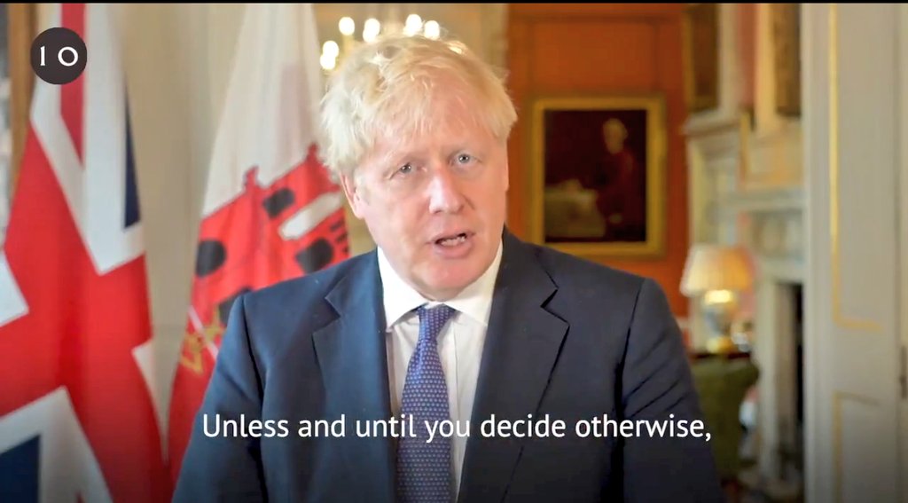Of course, you can decide to become Spanish, Johnson says. So there's the choice, you chaps Gibraltar: join us in burning everything down or get lost. And Happy National Day.