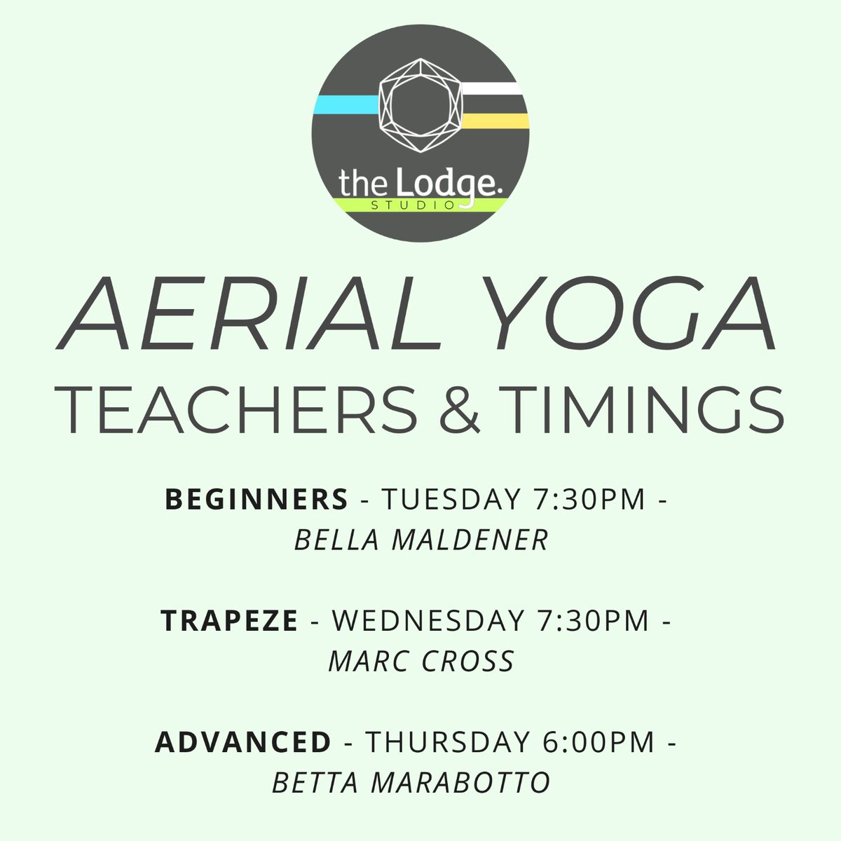 AERIAL YOGA returns! Slide through the attached images to find out about Lodge Aerial Memberships, Other Memberships that Aerial Applies with & Aerial Teachers & Class Timings! #lodgeaerialreturns #aerialyoga