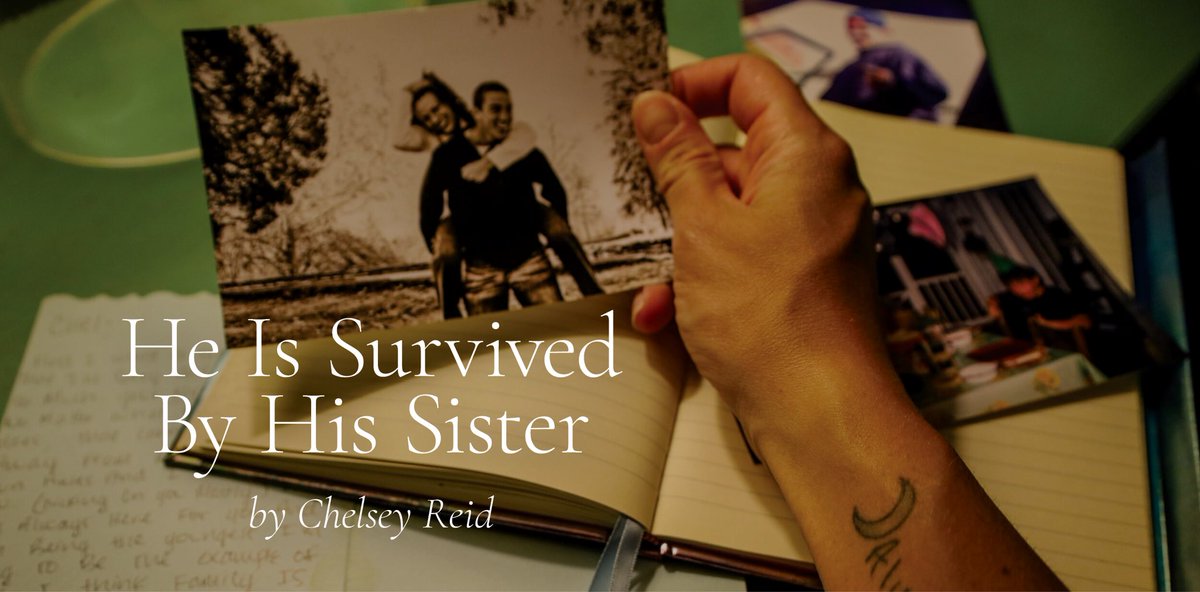 A big sister carries her younger brother with her always and everywhere after he dies of a heroin overdose. She also aims to tear away the stigma of being in the “survived by” category.  bittersoutherner.com/folklore-proje…