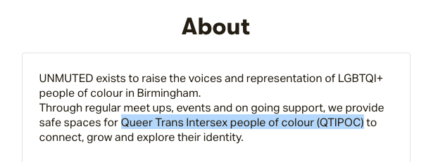 Unmuted Brum is another phantom company - just a twitter page and a Patreon ($400/mo, not bad)Their focus is on Queer Trans Intersex POC. No, me neither. Perhaps  @intersexfacts knows what this is...?