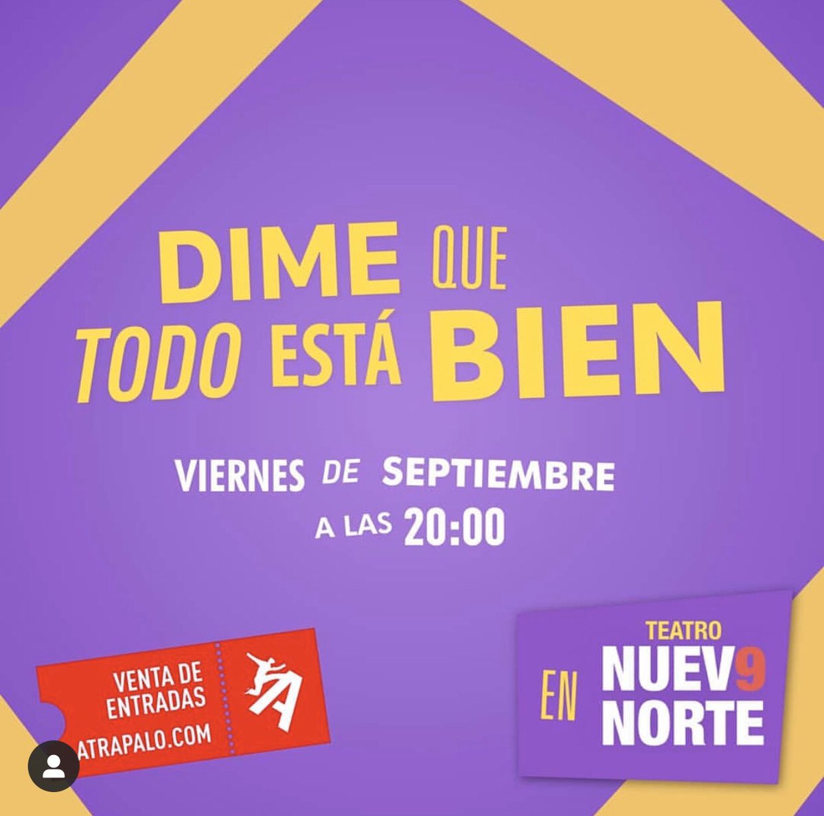 Volvemos!!!👏🏻👏🏻👏🏻👏🏻
Os esperamos los viernes de Septiembre a las 20h en <a href="/9NorteTeatro/">Nueve Norte</a>  🎭 
Dirigida por <a href="/marcosalonso74/">marcos fdez alonso</a> 
Con <a href="/PalomaMariscal8/">Paloma Mariscal</a> <a href="/ClaritaLpez/">Clawa</a> @Guilledsr 
Link a entradas en biografía🎟🎟🎟
#dimequetodoestábien #soscultura #nuevenorte #teatro #plandeviernes  #comedia