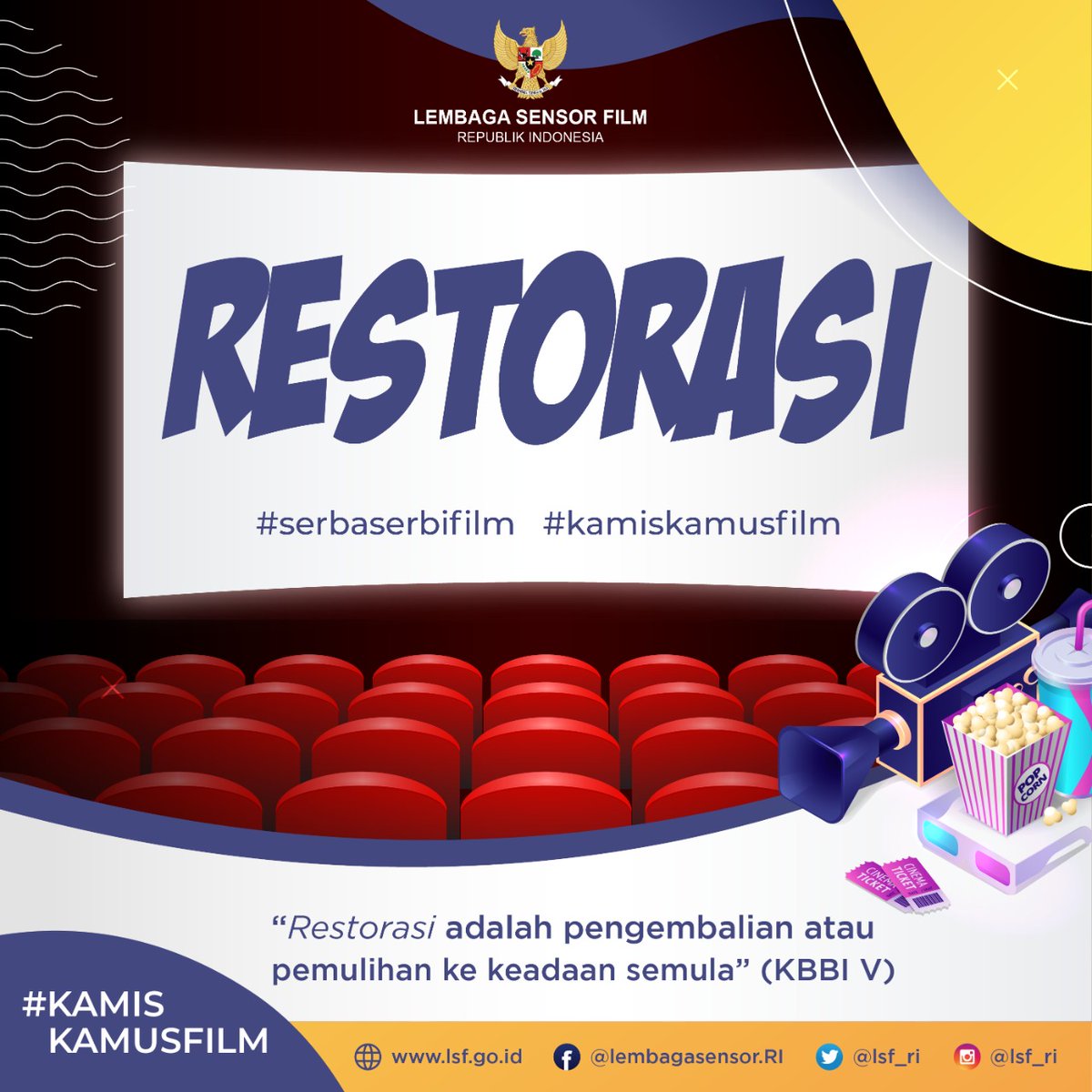 lsf_ri's tweet photo. Restorasi Film? Emang ada?
Upstt restorasi tidak hanya berkaitan dengan fisik misalnya pemugaran gedung dan sebagainya saja #SahabatSensor.
Simak #KamisKamusFilm minggu ini yuk โบ๏ธโบ๏ธ
#LembagaSensorFilm
#SensorMandiri
#SahabatSensor
#SerbaSerbiFilm
#BangkituntukIndonesiaMaju https://t.co/47oK5vAEQi