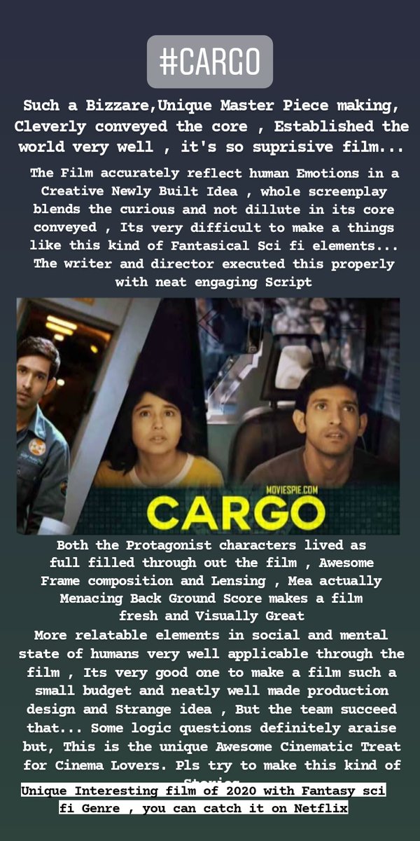 cinetalkwithmd's tweet image. #Cargo #CargoReview #CargoNetflix #Cargonetflixreview #Cargomoviereview #Bollywood 
#Netflix #NetflixIndia @NetflixIndia 
@AratiKadav @masseysahib @battatawada
