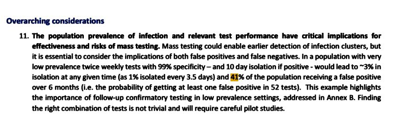 When testing millions a week, there will be masses of false neg/false pos/non-infectious pos, as SAGE outline.What is the plan to deal w/ these? The opportunity cost (& £ cost) of this programme also needs to be evaluated.Would just a robust TTI be more effective overall?8