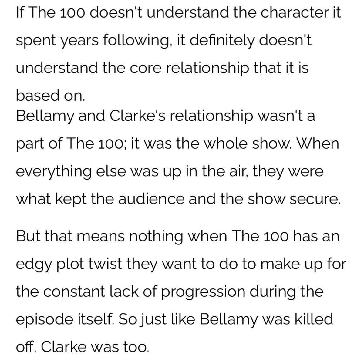 BelizaBuzz's tweet photo. 📰 NEWS | “So just like Bellamy was killed off, Clarke was too.” (Via @yanawrites)

Read the full review here: https://t.co/2TQdVnZ20J #Bellarke #BellamyBlakeDeservedBetter https://t.co/sbYhmXAmym