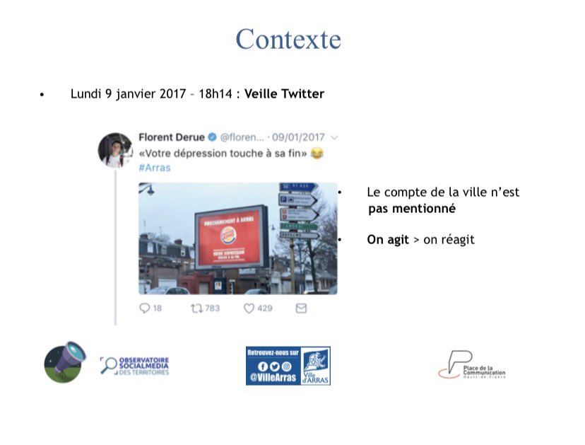 MyObservatoire's tweet photo. Pour rappel en janvier 2017, la Ville d’Arras s’était saisie d’un tweet d’un jeune Arrageois pour élaborer une réponse décontractée, audacieuse et valorisant quelques uns de ses atouts. 
👇🏽

#socialmedia #compublique #PDLC2020 https://t.co/W3vqZoSrNH