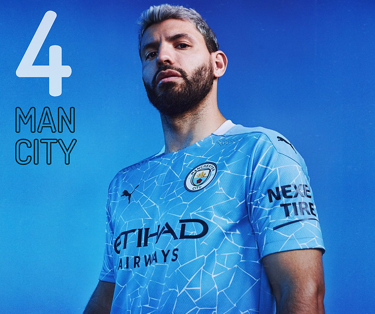 4. We like it. Perhaps it's because we're longing for a holiday and Man City's shirt looks a bit like the bottom of a swimming pool. But daydreaming aside, it's a really smart shirt, a modern take on the sky blue.