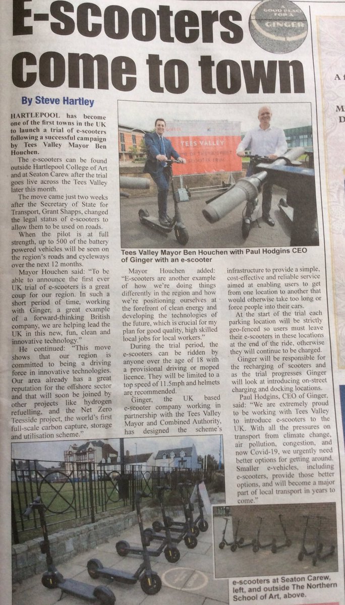 <a href="/Hartlepool_Life/">Hartlepool Life</a> Issue 161 I was disappointed that there was no mention of <a href="/HartlePower_CIC/">HartlePower</a> , who are working hard supporting Ginger in their e-scooter trial in the town, in your otherwise excellent article.