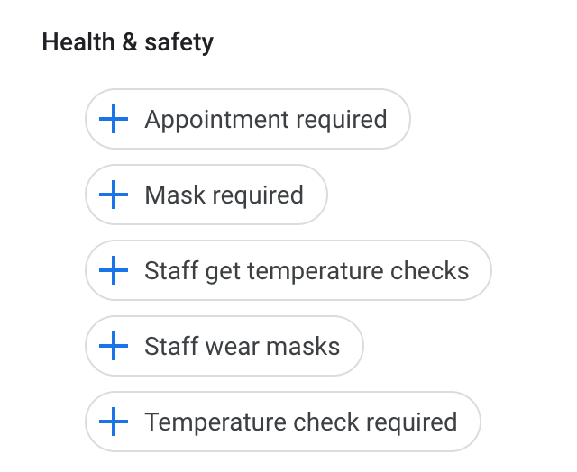 Google My Business adds new health &amp; safety attributes where you can specific if your business requires masks, temperature checks and more seroundtable.com/google-my-busi…  hat tip <a href="/bullimore_bully/">Andrew Bullimore</a>
