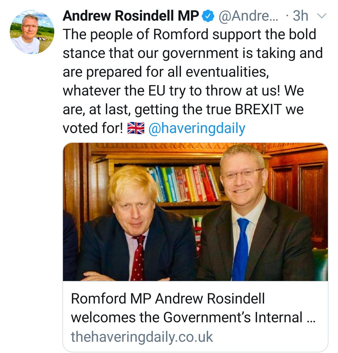 Andrew Rosindell, the Tory MP for Romford who refused to suspend campaigning after Jo Cox's murder, is one of the self-appointed voices of Gibraltar in Westminster. The Rock voted 96% remain but of course, he wants the most aggressive Brexit that will upend every life there.