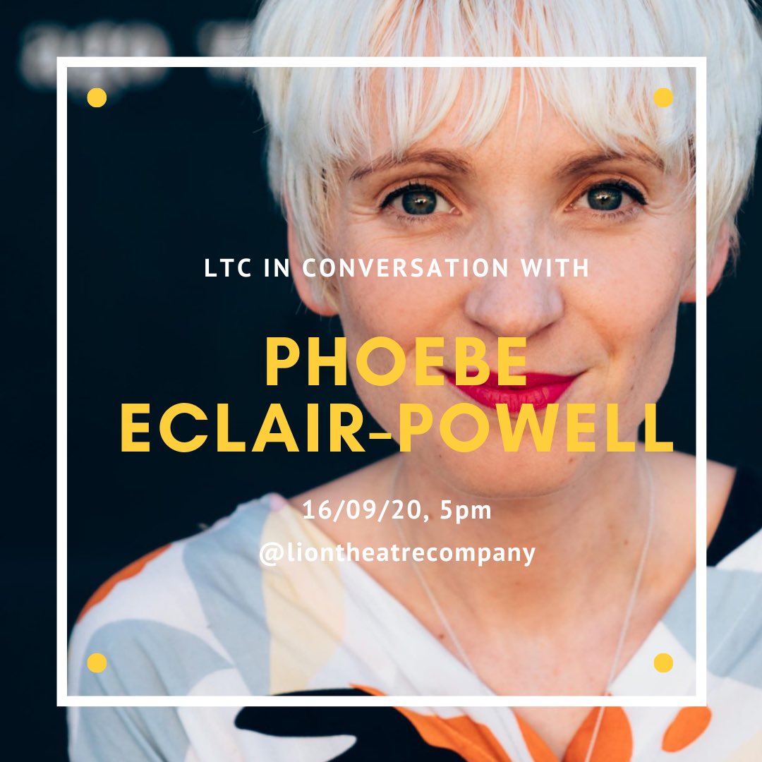 And we’re back with the shiny new date of our Instagram Live with the brilliant <a href="/PhoebeEclair/">Phoebe Eclair-Powell</a>! Make sure to head over to @liontheatrecompany on Instagram next Wednesday (16/09) at 5pm to catch us chatting to Phoebe about all things writing! You don’t want to miss it!
