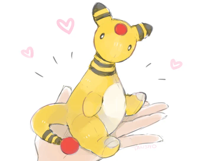 手のひらに座るデンリュウのかわいさよ… 