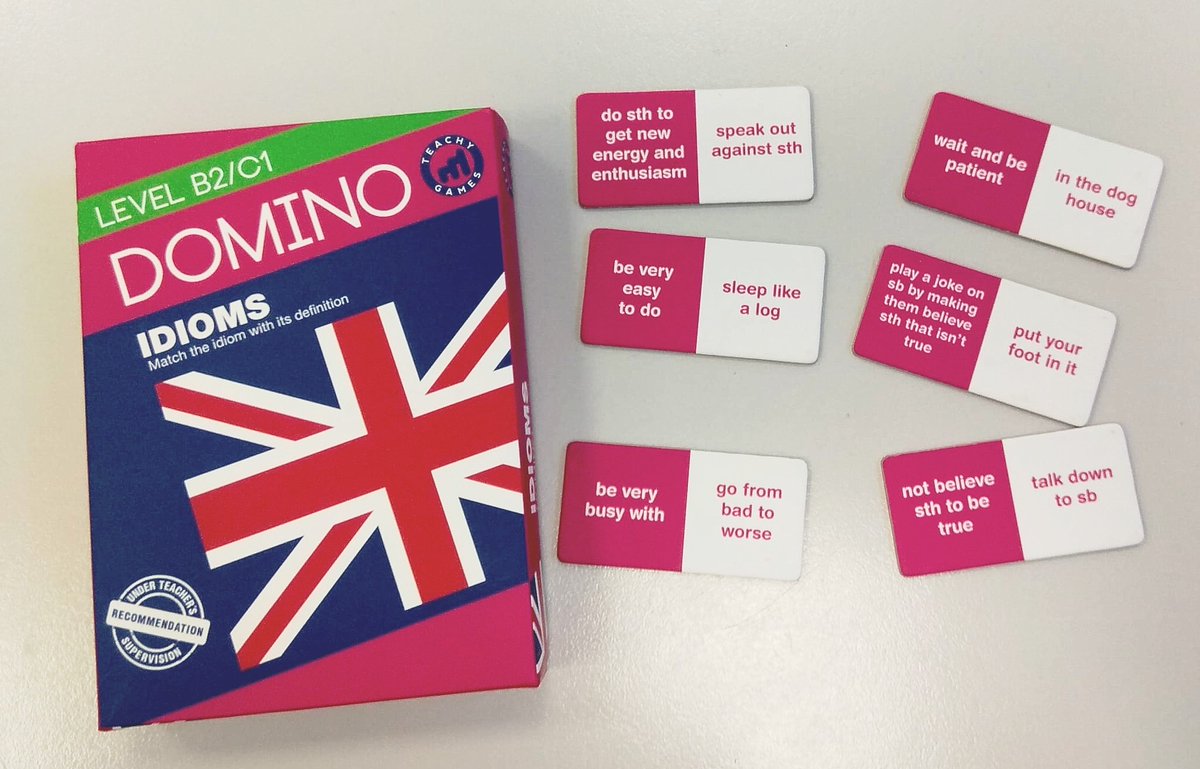 TeachyGames's tweet photo. Play with our Domino #Idioms and match the #idiom with its definition 👨‍🏫😀
https://t.co/qSy5gyFKuC 
https://t.co/QJYG4YOA2Q
#LearnEnglishisfun #EnglishTeacher #EnglishGames https://t.co/OA7ezEka8Z