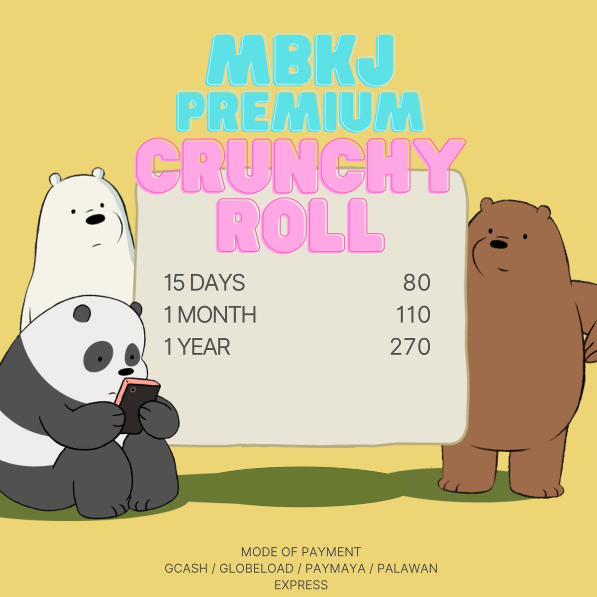 mbkjpremium's tweet photo. Tag/s:

Crunchyroll, Apple Music, Anime, Philippines, Premium Account https://t.co/VVPFIVGxcL