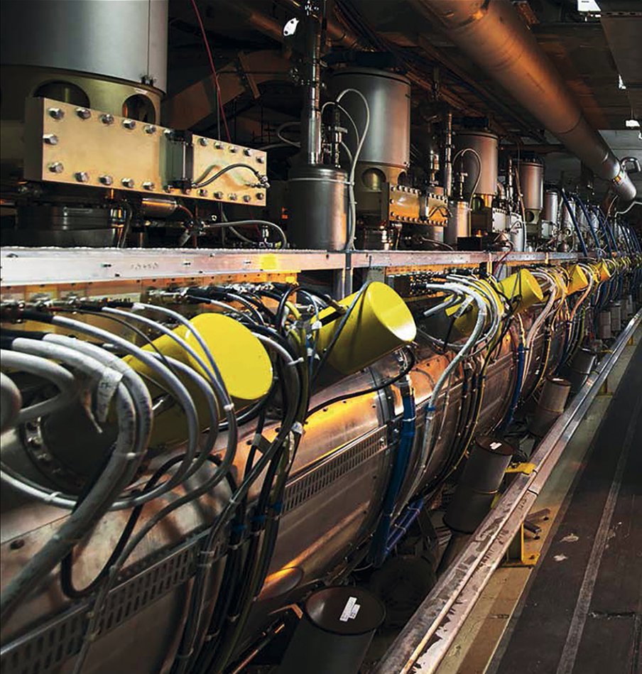 7) The real action happens at just one point around the ring where the 16 radiofrequency cavities are. Once the  #LHC is filled with protons, the RF cavities accelerate the protons from 450 GeV up to almost 14 TeV, very very close to the speed of light! https://home.cern/science/engineering/accelerating-radiofrequency-cavities