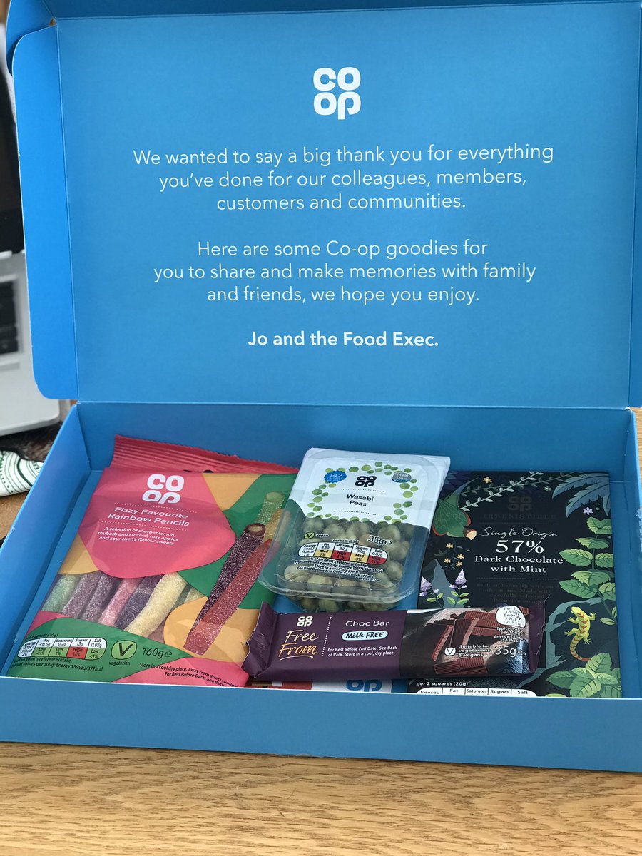 jane_strachan's tweet photo. Ooh look what’s just arrived! A box full of lovely treats 😊🍫thank you @coopuk #Staycation2020 https://t.co/vSqAI0dmju