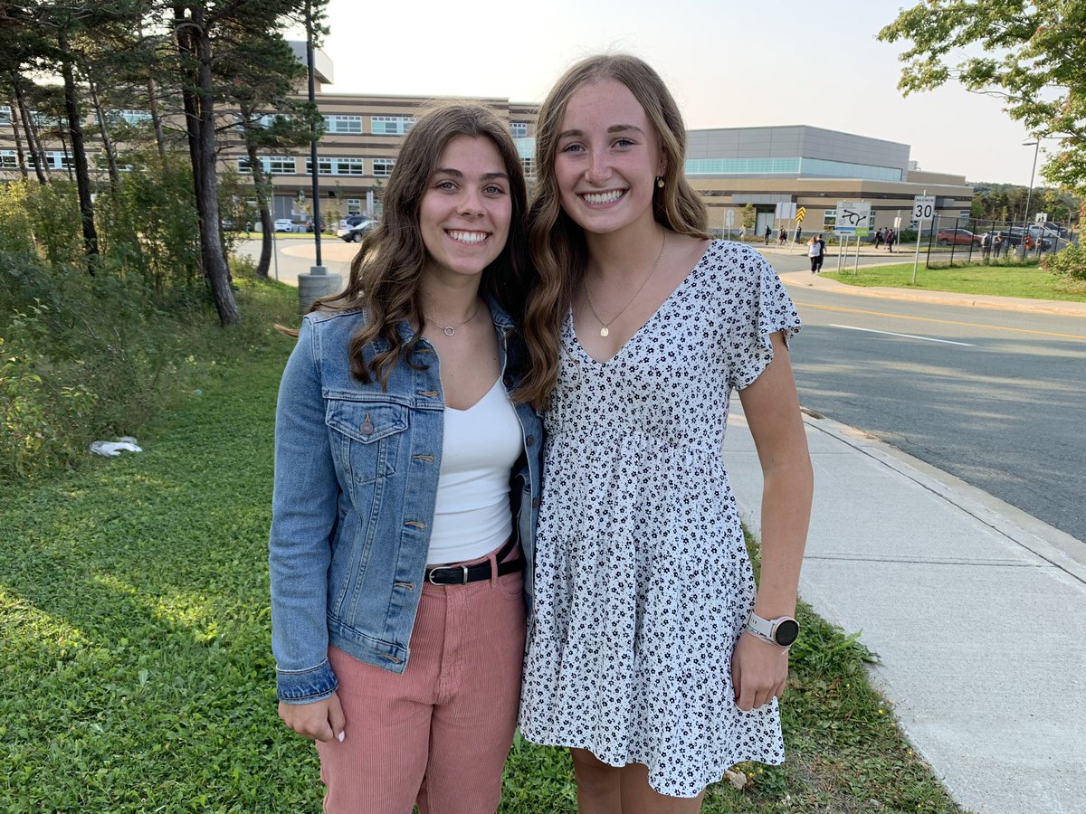 Two friends, Lauren Dibbon and Grace Walsh about to head in for their first full day of classes for grade 12 at Waterford Valley High. <a href="/LDibbon/">Lauren Dibbon</a>