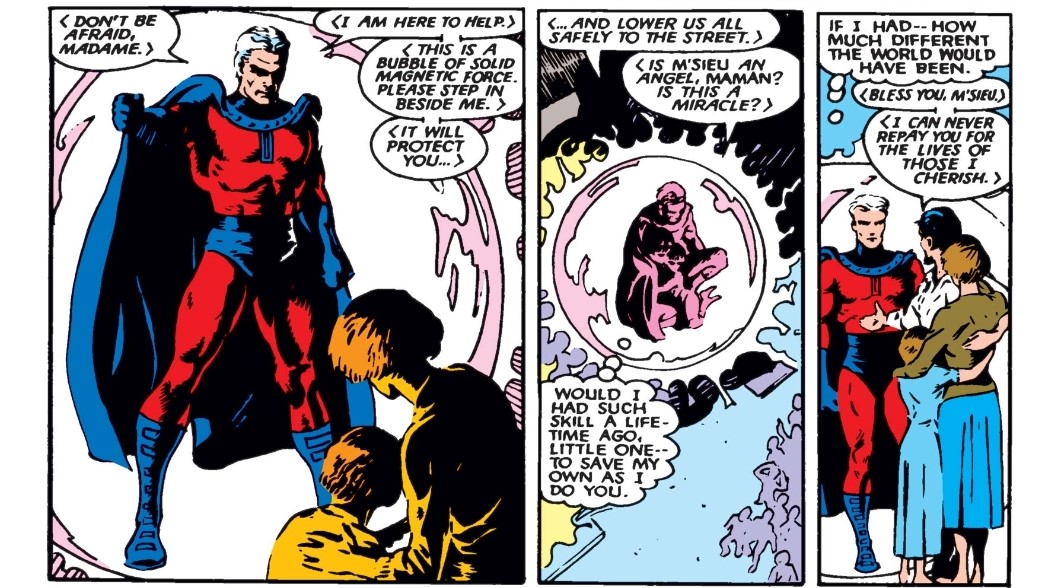 When he wakes to discover a fire across the street, he decides not to intervene at first (human problems), but changes his mind. It’s a simple microcosm for his face turn in the pages of UXM, and reflects his weariness at saving people after nobody saved him. 8/9