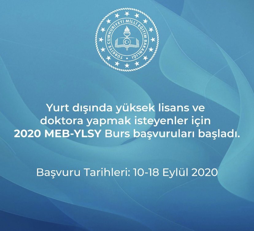 Yurt dışında eğitim almak için Milli Eğitim Bakanlığının 2020 YLSY burs başvuruları başladı. Başvurular 10-18 Eylül 2020 tarihleri arasında yetenekkapisi.org @bartinedu <a href="/Bartinmakine/">BARU_MAK</a> @BUMuhendislik <a href="/uzun_orhan/">ORHAN UZUN</a> <a href="/biltekbartinuni/">Bilim ve Teknoloji Kulübü</a> <a href="/tunga_uav_team/">TUNGA UAV TEAM</a> @blacksea1460 <a href="/megaburada/">MÜHENDİS GELİŞİM KULÜBÜ (BARTIN ÜNİVERSİTESİ)</a>