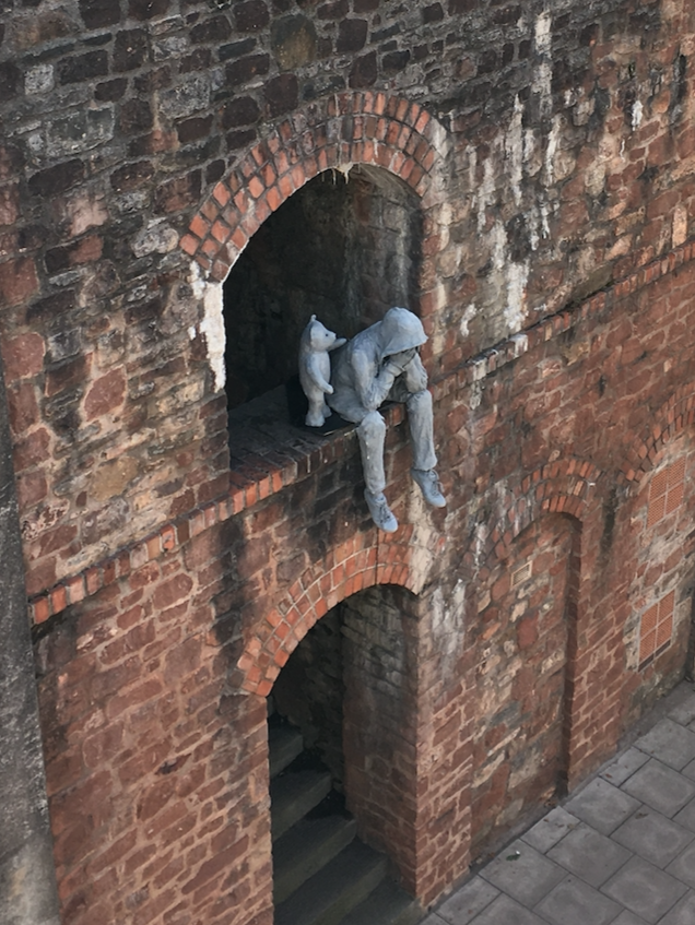 SeanRands's tweet photo. Cool (but bleak) new statue has appeared at the top of Jacob's Wells Road. #guerillaArt #loveBristol #banksy? https://t.co/SpN837INzu