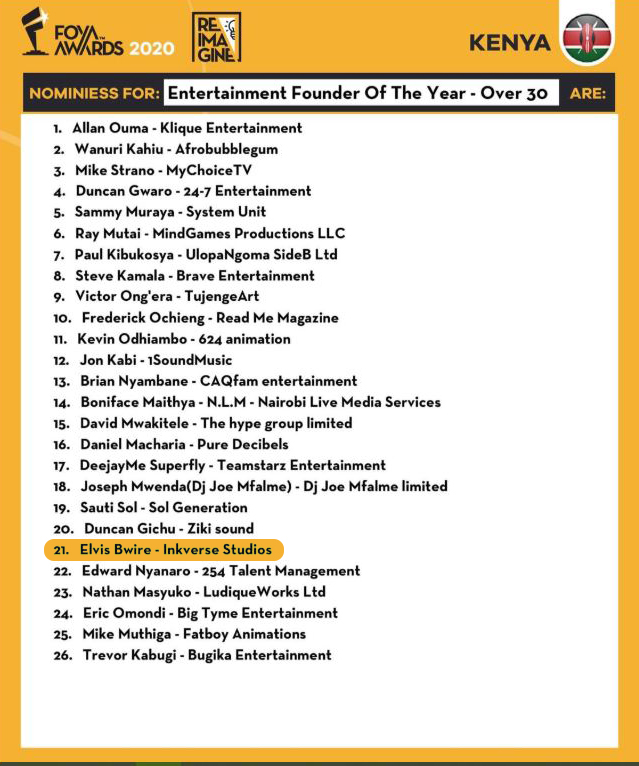 inkversestudios's tweet photo. Our founder @thelviskent has been nominated in this Year's Founder of the Year Awards under the Entertainment category. You can signup first to vote for free. https://t.co/8zIgFSK9Fh