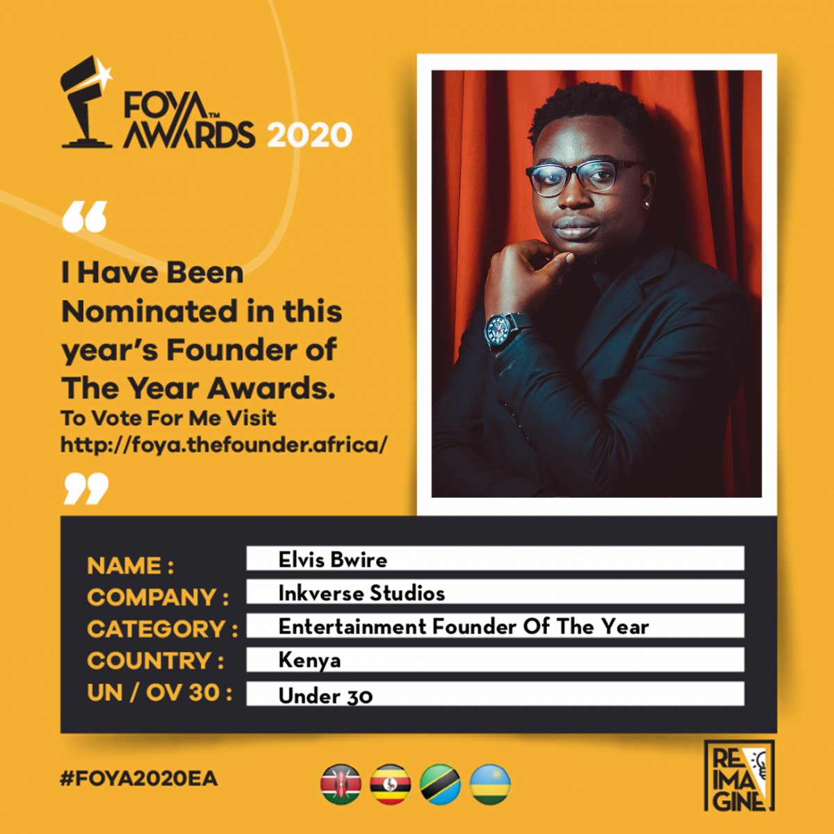 inkversestudios's tweet photo. Our founder @thelviskent has been nominated in this Year's Founder of the Year Awards under the Entertainment category. You can signup first to vote for free. https://t.co/8zIgFSK9Fh